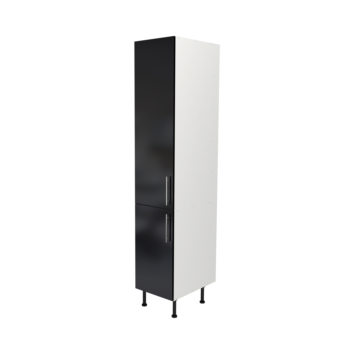  Pre Assembled Modern 400mm Tall Kitchen Larder fitted unit Black Gloss