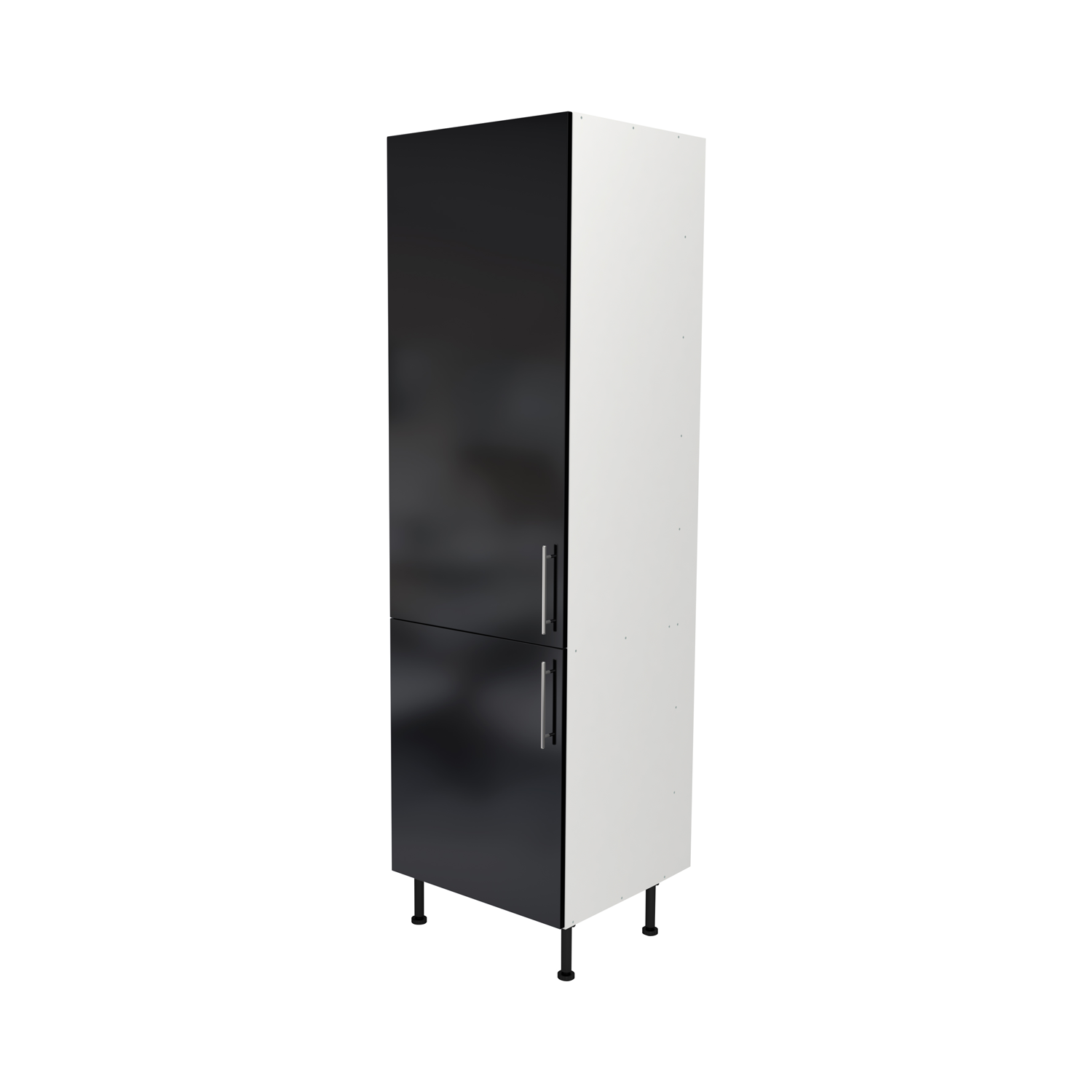  Pre Assembled Modern 600mm Tall Kitchen Larder fitted unit Black Gloss