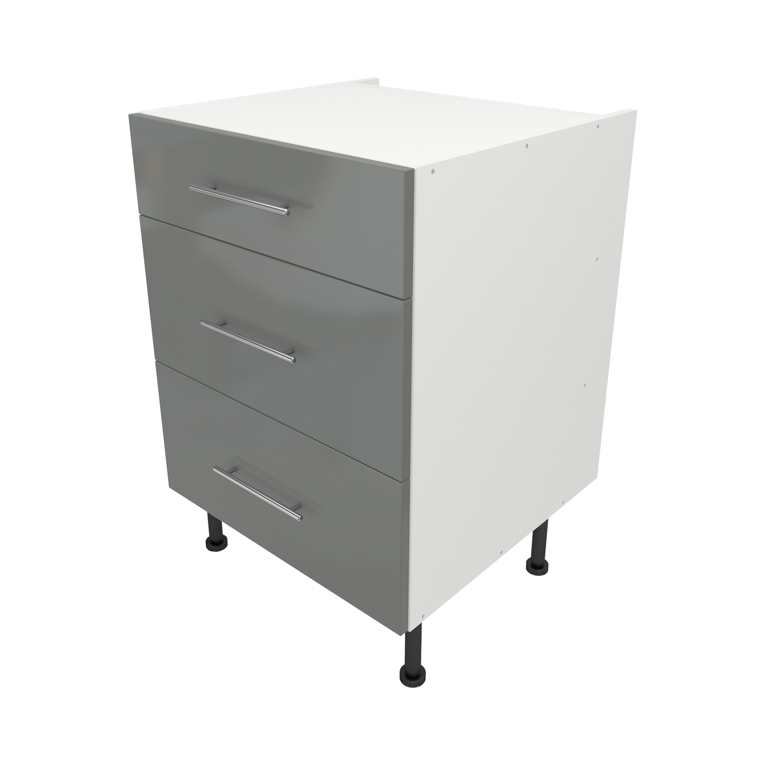  Pre Assembled Modern 600mm fitted kitchen 3 Drawer Unit Dust Grey Gloss