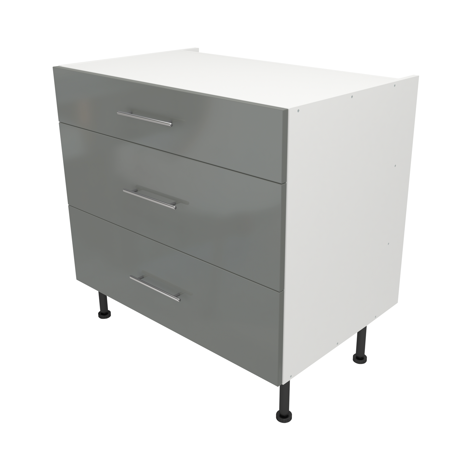  Pre Assembled Modern 900mm fitted kitchen 3 Drawer Unit Dust Grey Gloss