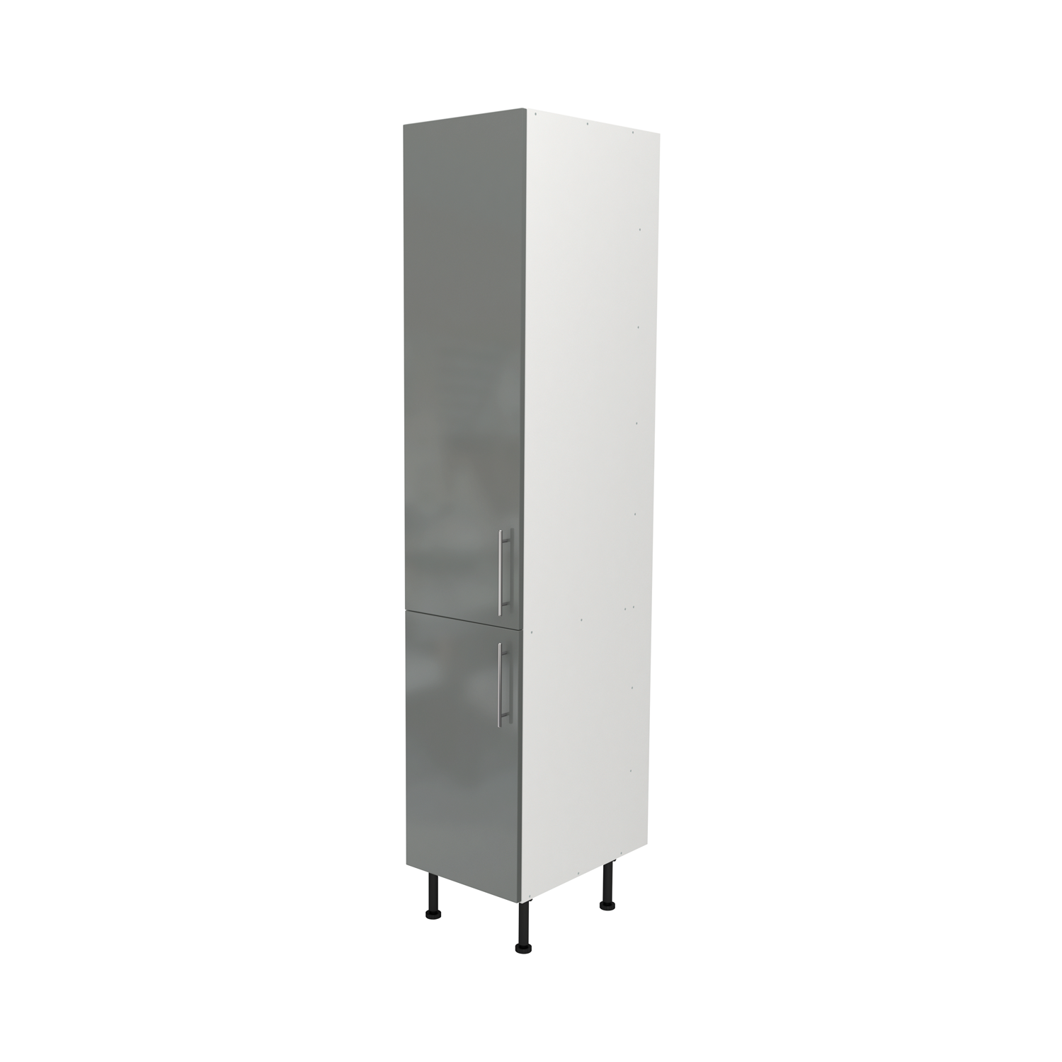  Pre Assembled Modern 400mm Tall Kitchen Larder fitted unit Dust Grey Gloss