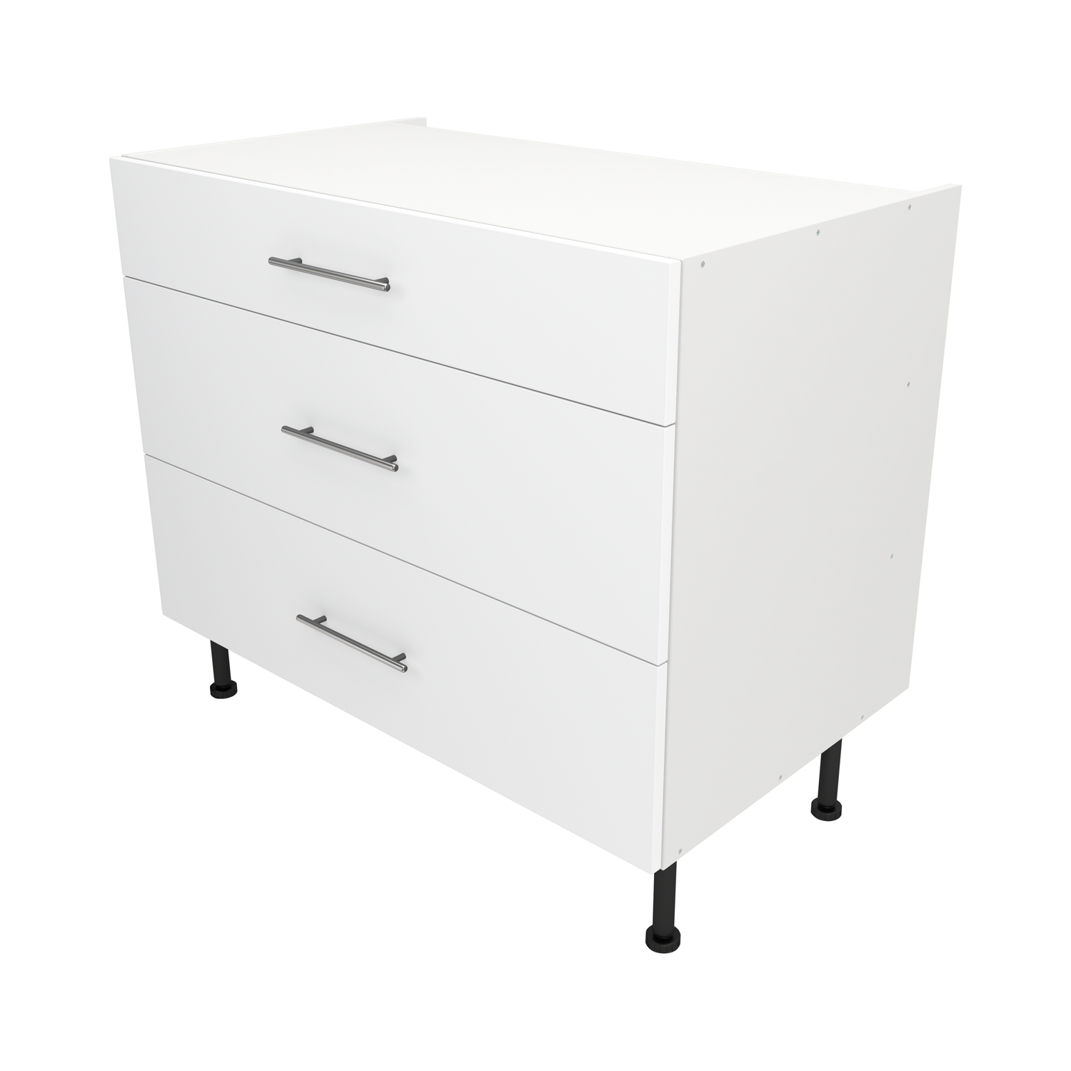  Pre Assembled Modern 1000mm fitted kitchen 3 Drawer unit matt White