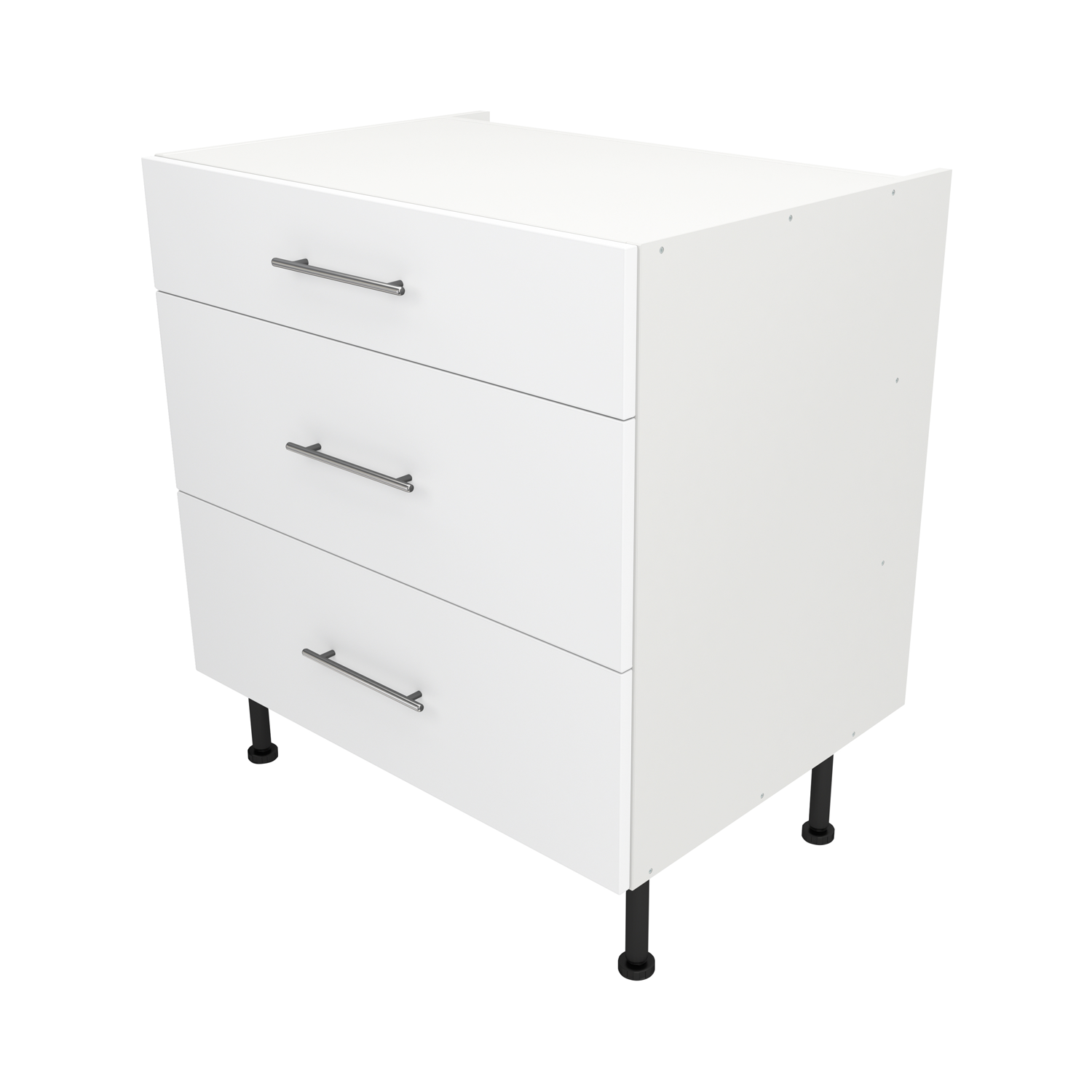 Pre Assembled Modern 800mm Fitted Kitchen 3 Drawer Unit Matt White RD 