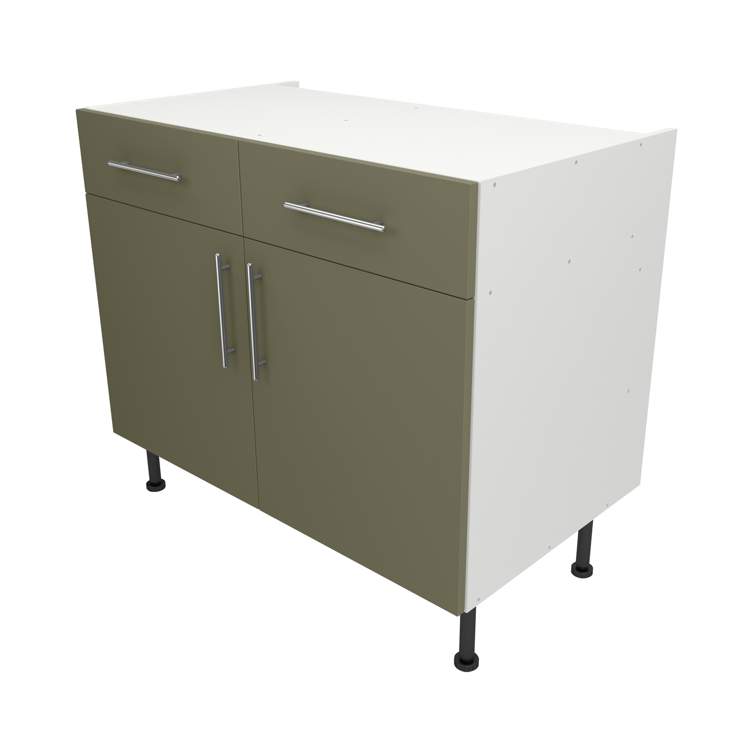Pre Assembled Modern 1000mm fitted kitchen Drawerline Unit Matt Agave Green