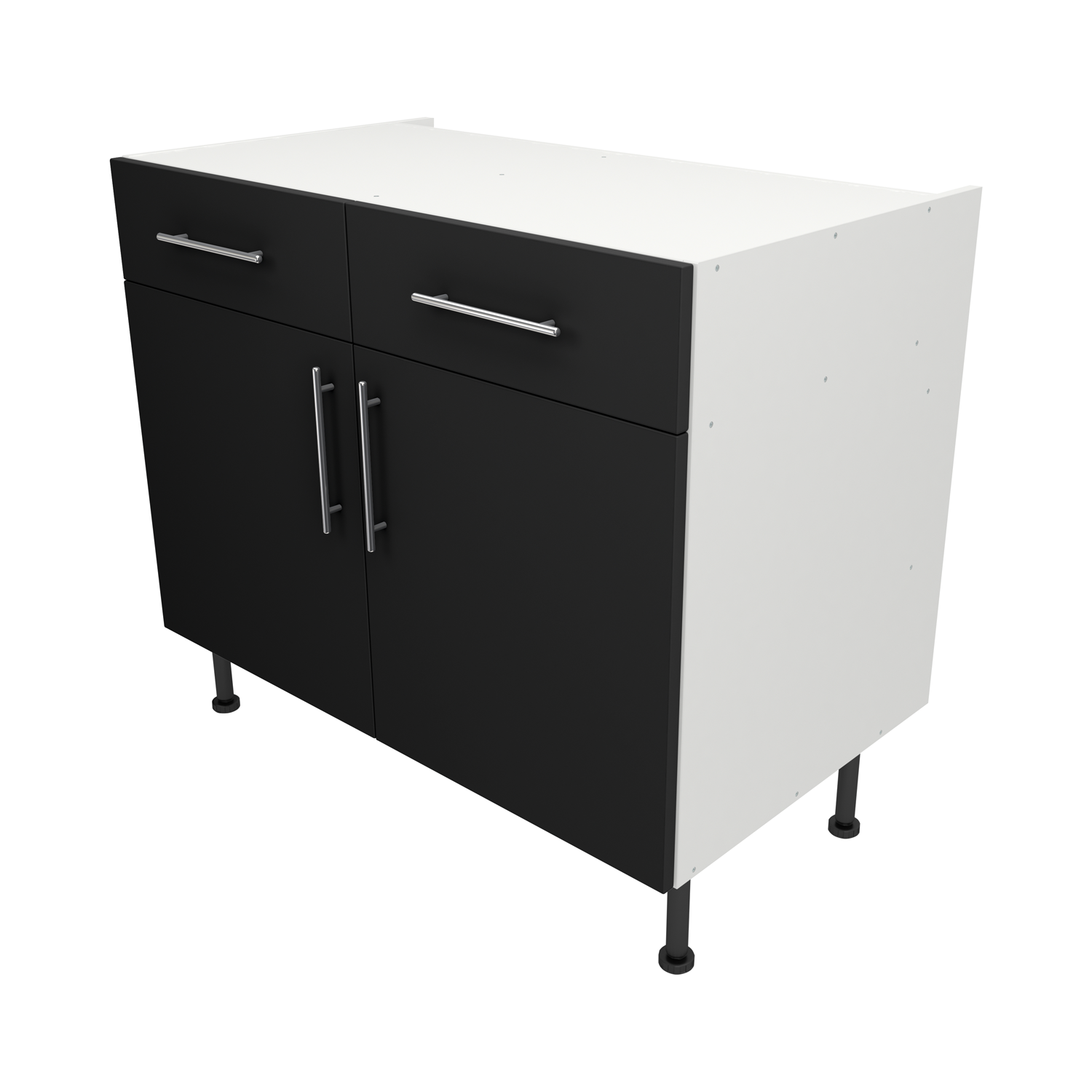 Pre Assembled Modern 1000mm fitted kitchen Drawerline Unit Matt Black