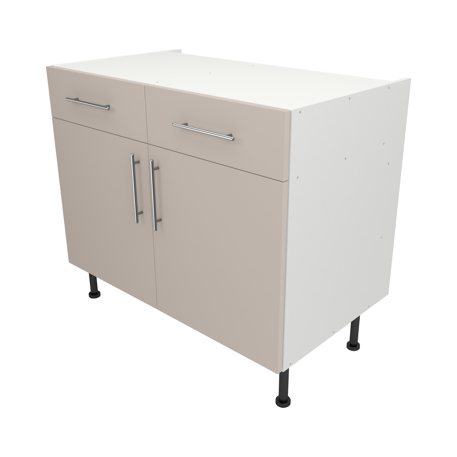 Pre Assembled Modern 1000mm fitted kitchen Drawerline Unit Matt Cashmere