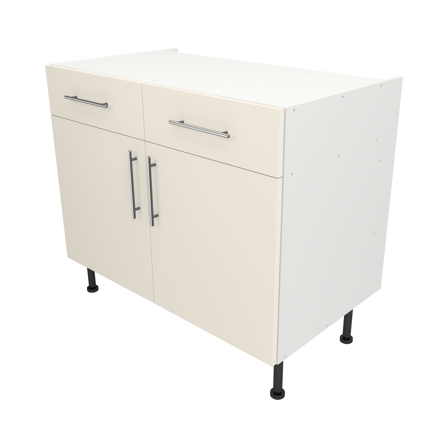Pre Assembled Modern 1000mm fitted kitchen Drawerline Unit Matt Cream