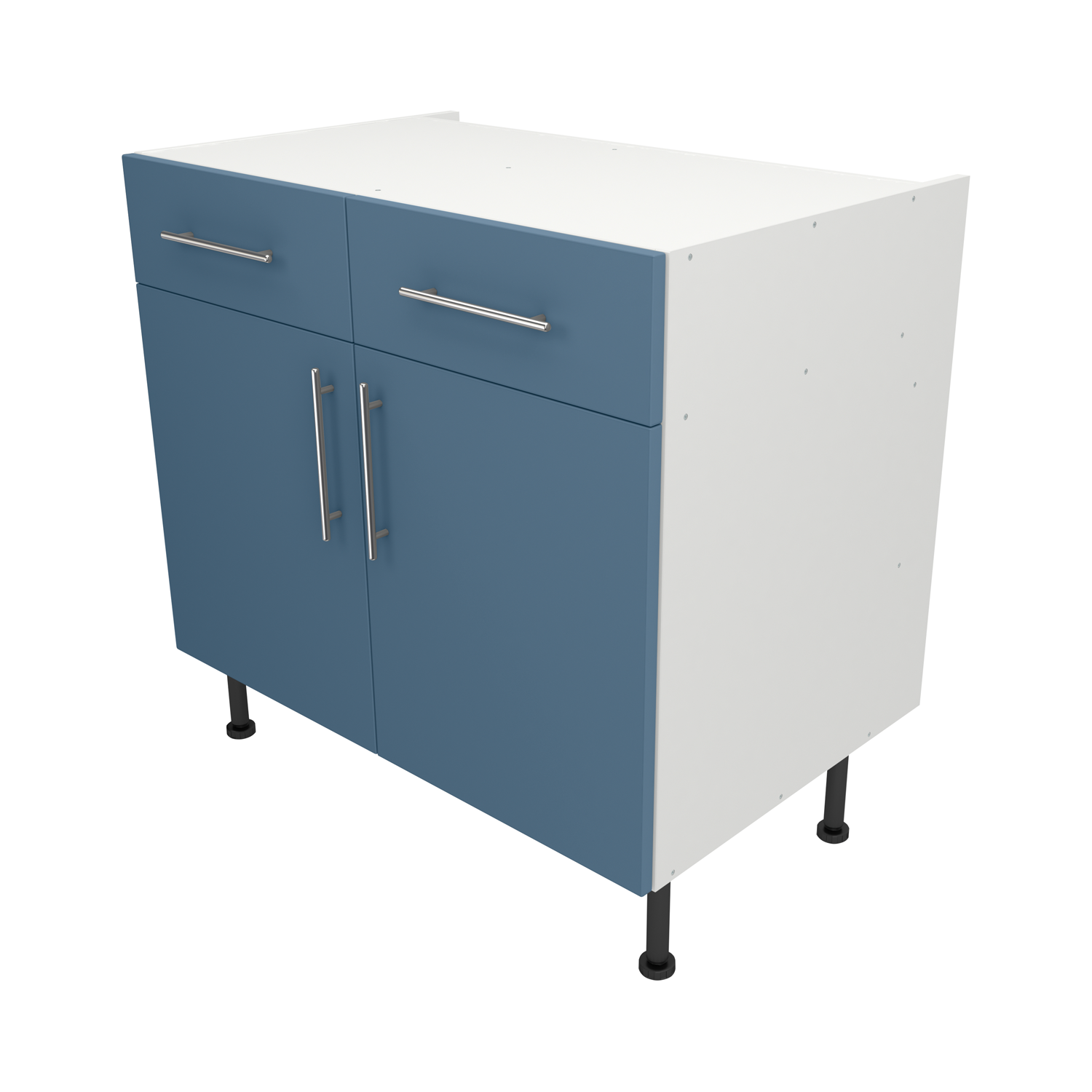 Pre Assembled Modern 900mm fitted kitchen Drawerline Unit Matt Misty Blue