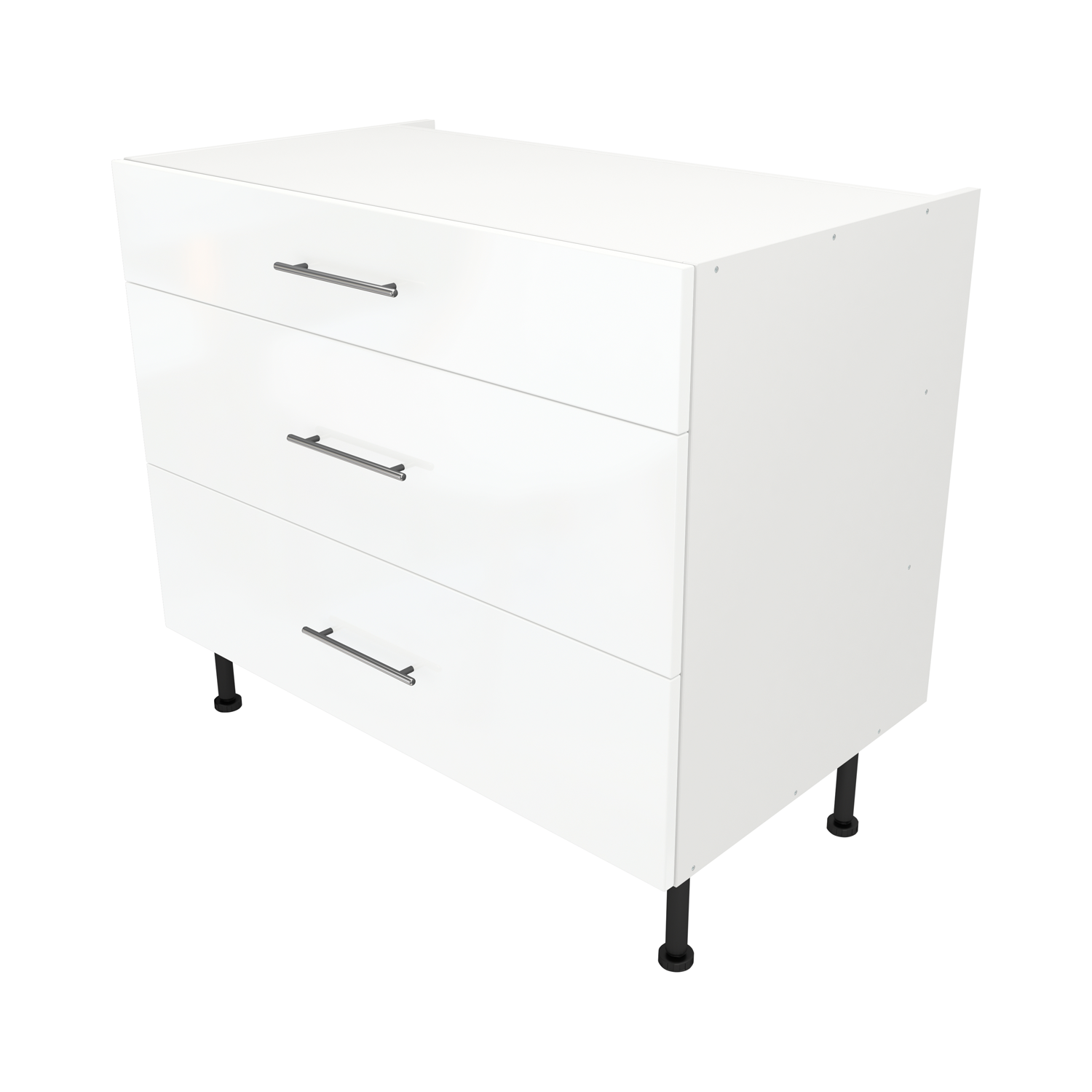  Pre Assembled Modern 1000mm fitted kitchen 3 Drawer Unit White Gloss