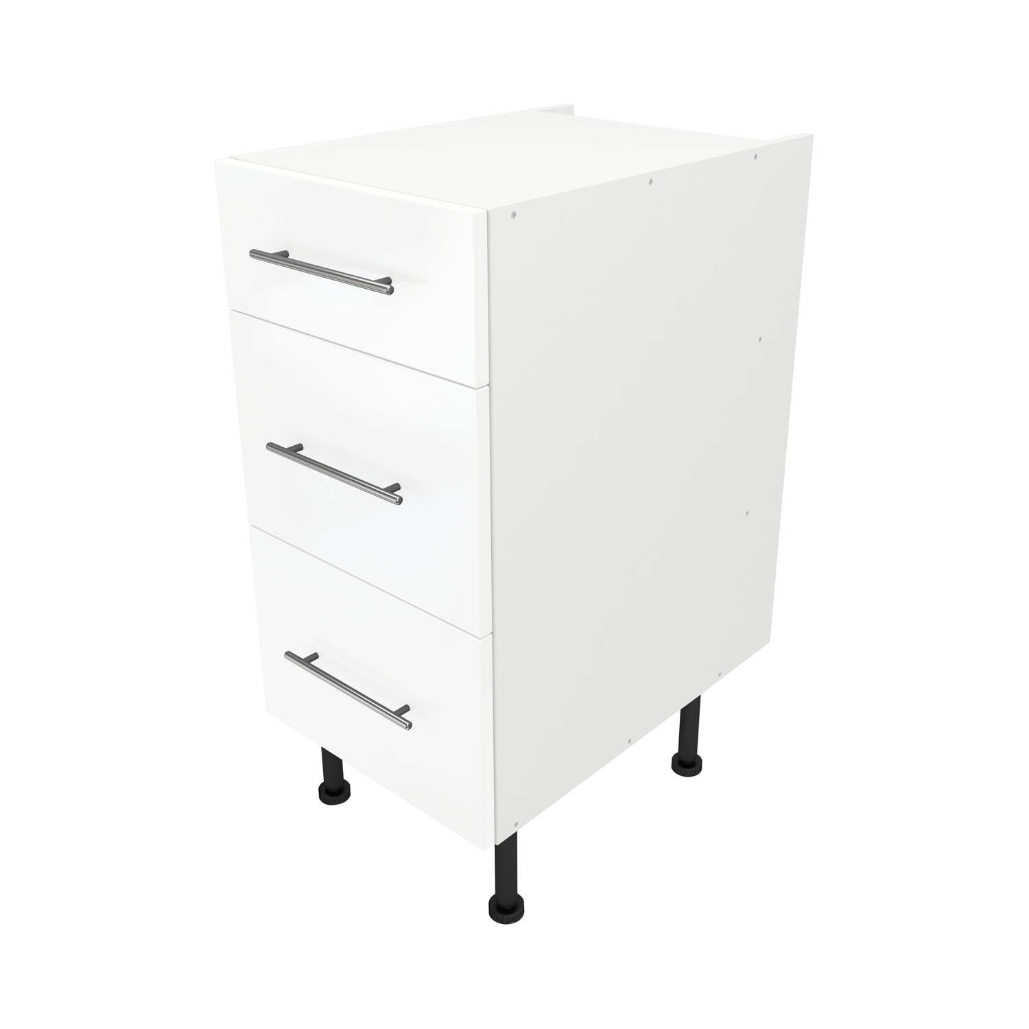  Pre Assembled Modern 400mm fitted kitchen 3 Drawer Unit White Gloss