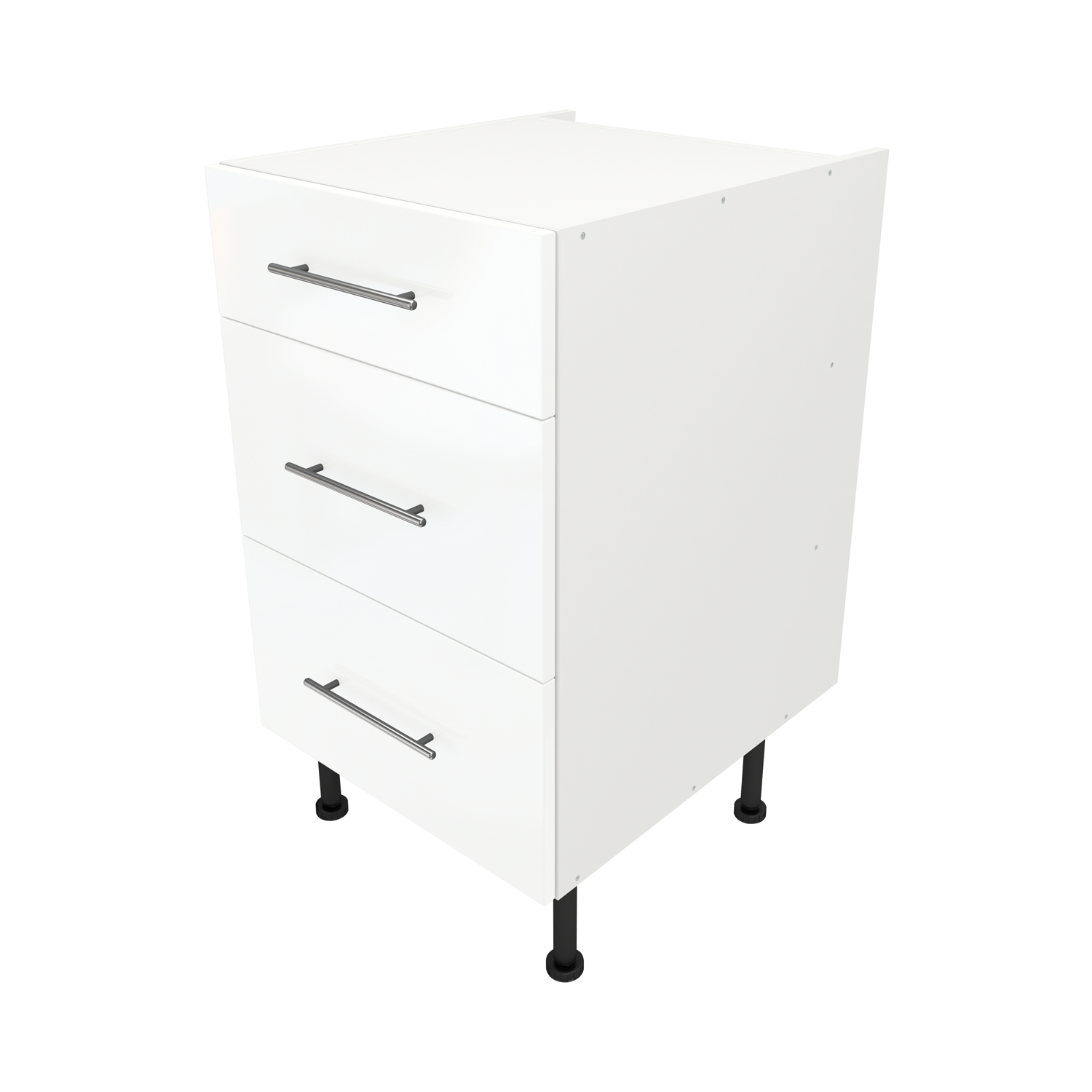  Pre Assembled Modern 500mm fitted kitchen 3 Drawer Unit White Gloss