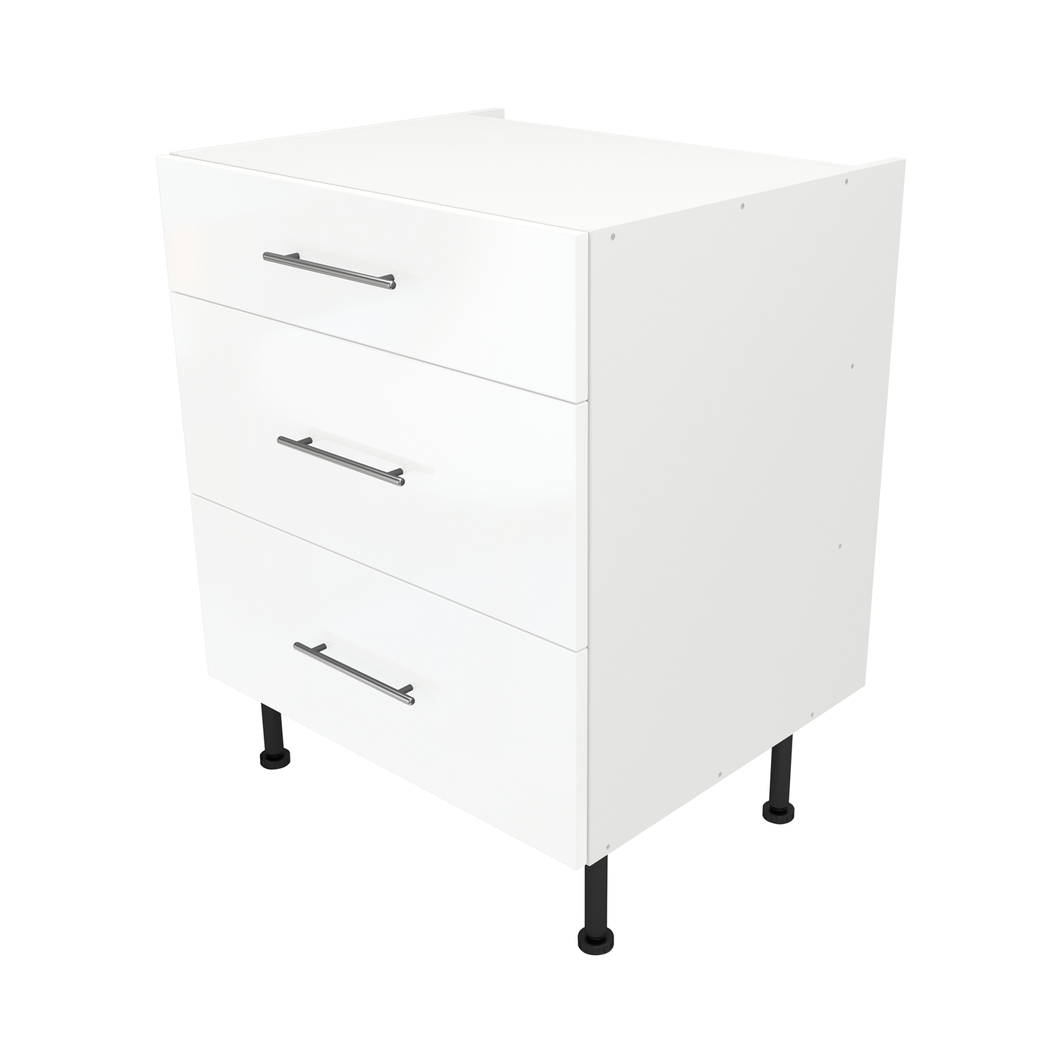  Pre Assembled Modern 700mm fitted kitchen 3 Drawer Unit White Gloss