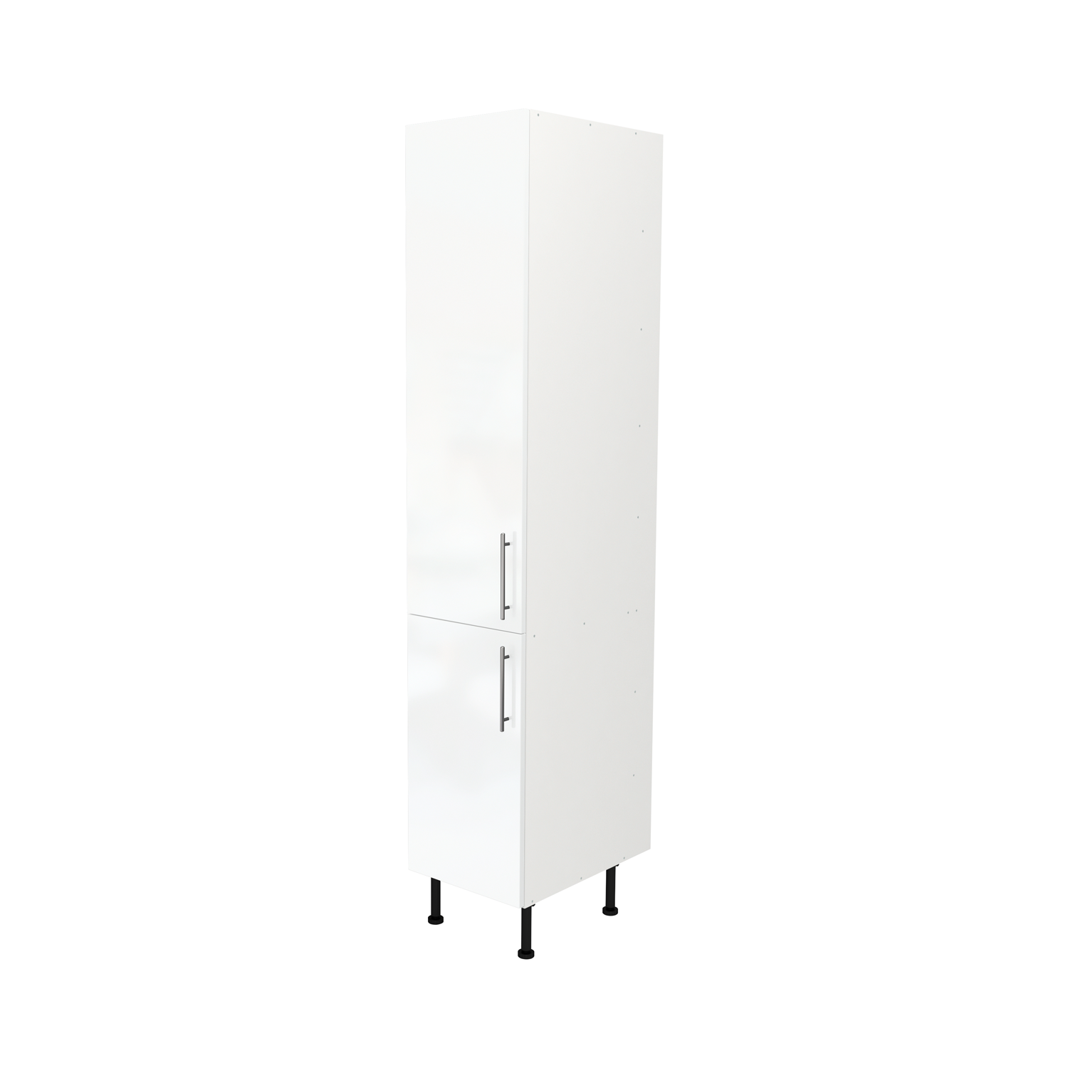  Pre Assembled Modern 400mm Tall Kitchen Larder fitted unit White Gloss