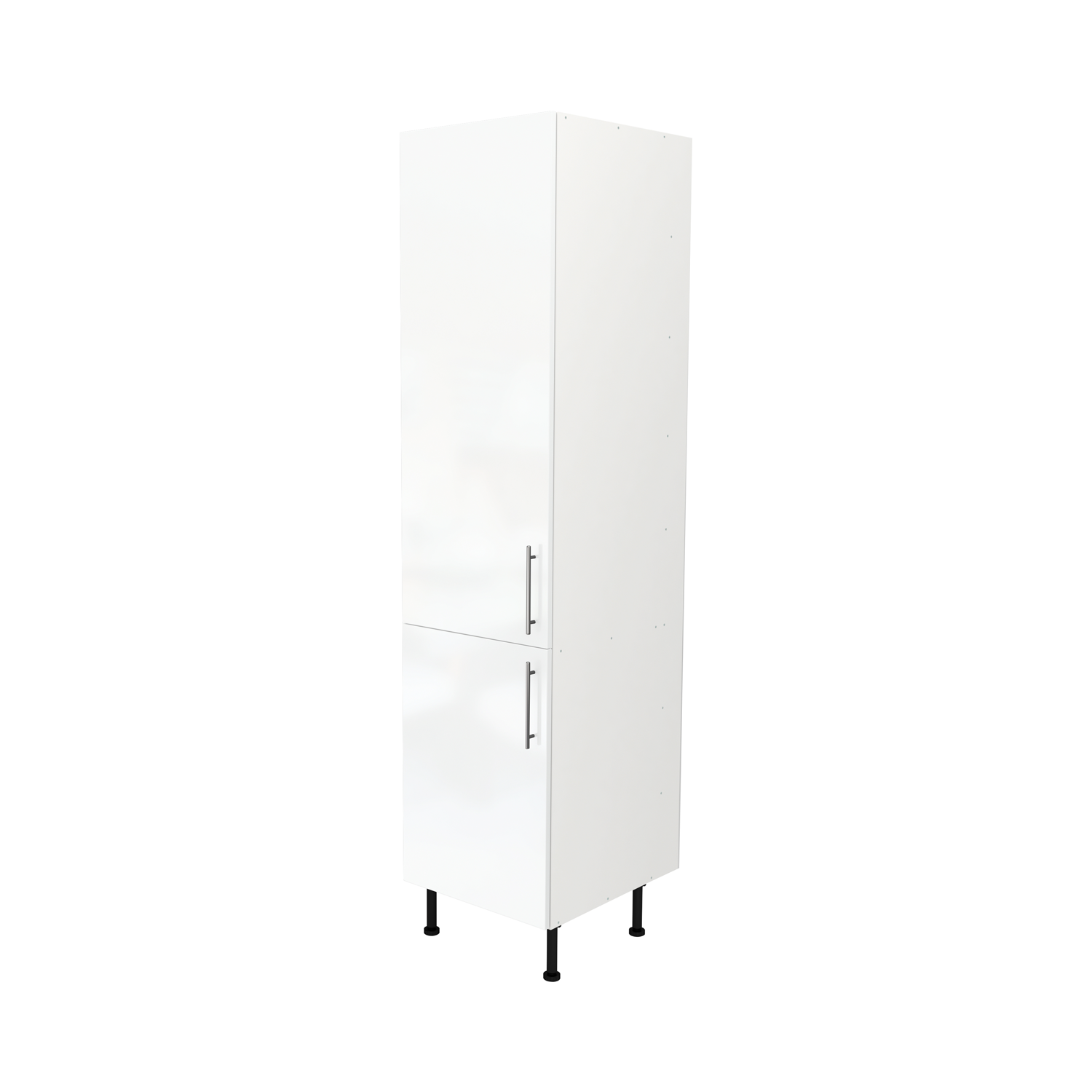  Pre Assembled Modern 500mm Tall Kitchen Larder fitted unit White Gloss