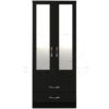 Classic 2 Door 2 Drawer Mirrored Wardrobe Black