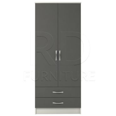 Classic 2 Door 2 Drawer Wardrobe White And Grey