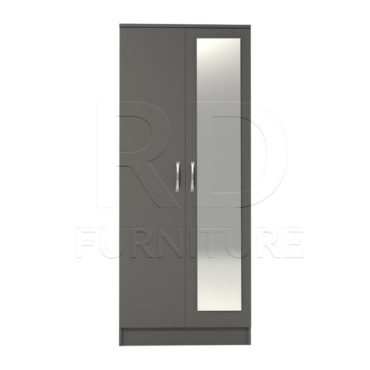 Classic 2 Door Mirrored Wardrobe Grey