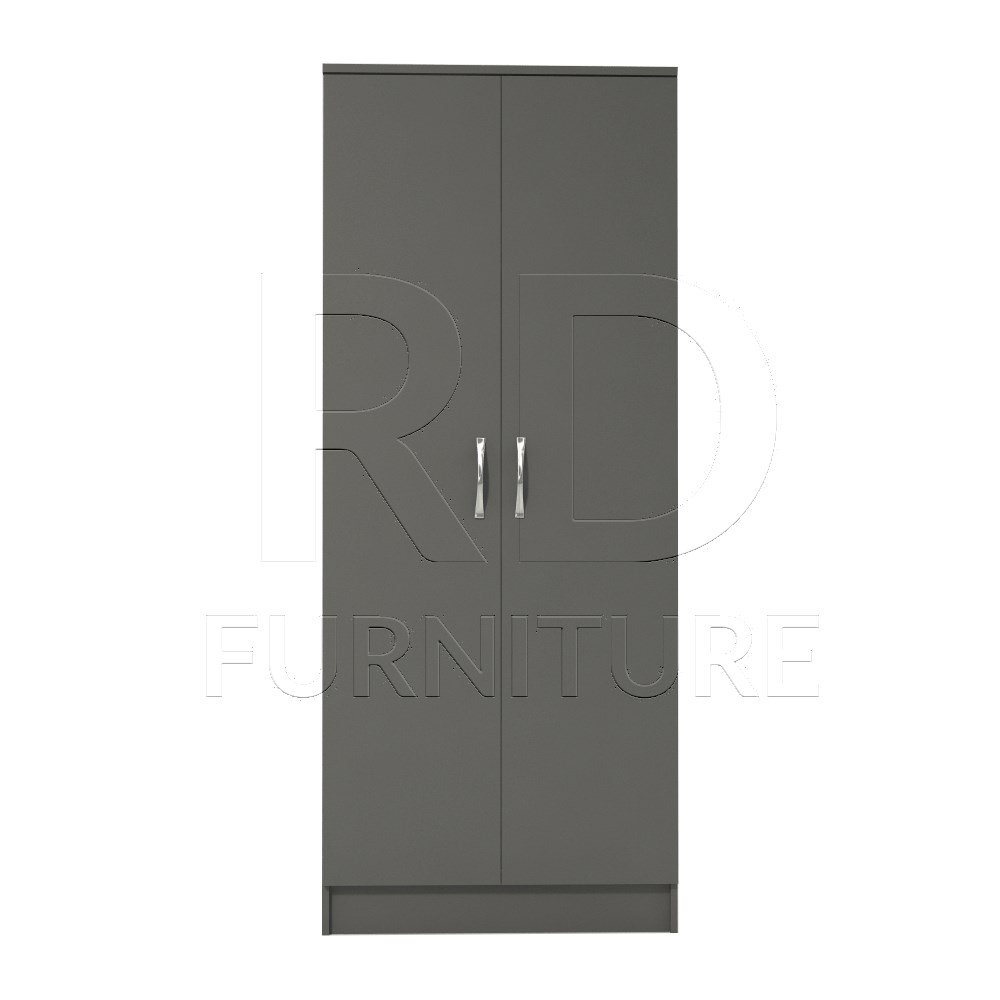 Ready assembled Classic 2 Door Wardrobe Grey RD Furniture