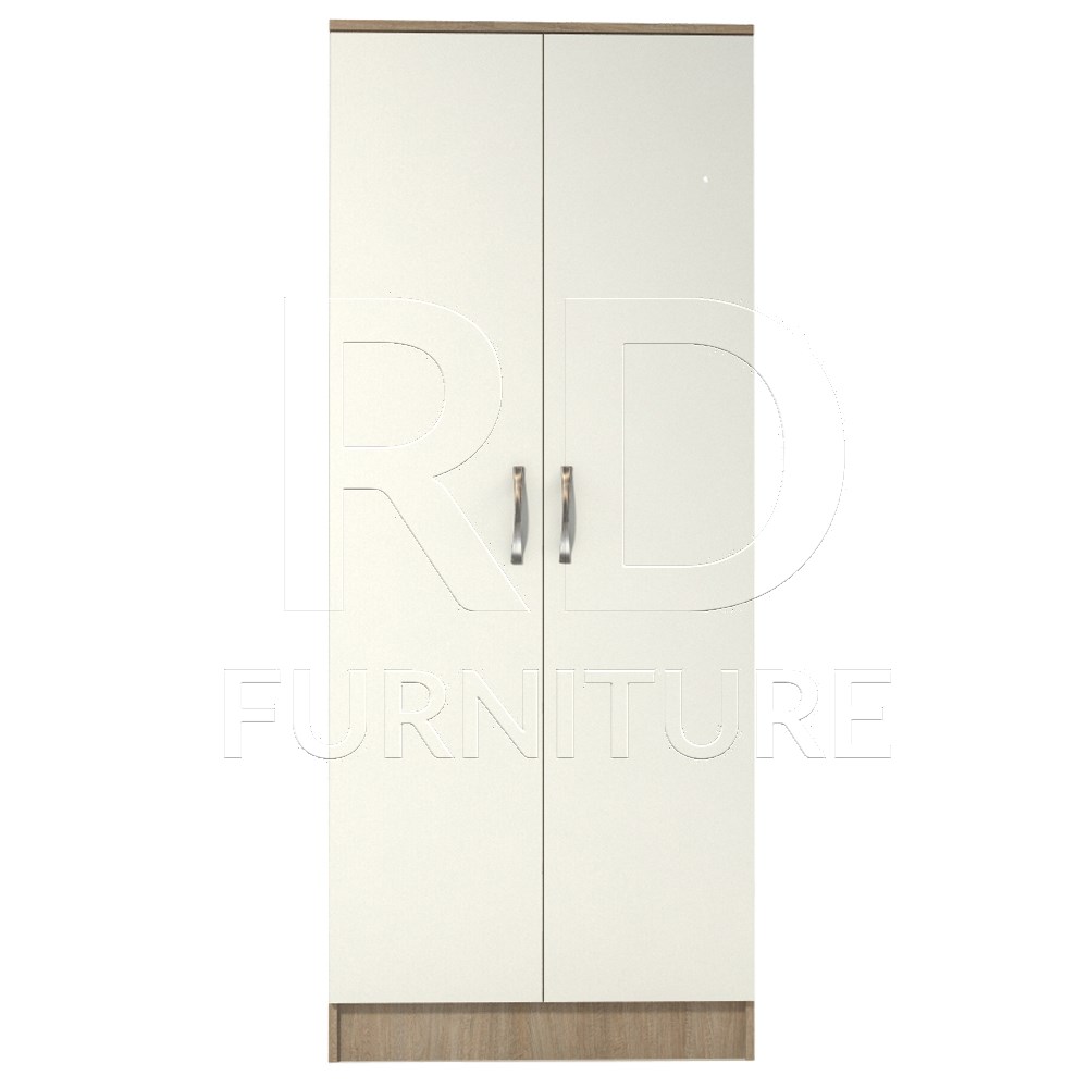 Ready assembled Classic 2 Door Wardrobe Oak And White RD Furniture