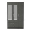 Classic 3 Door 2 Drawer Mirrored Wardrobe Grey