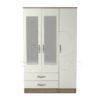 Classic 3 Door 2 Drawer Mirrored Wardrobe Oak And White