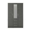 Classic 3 Door 3 Drawer Combi Mirrored Wardrobe Grey