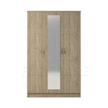 Classic 3 Door Mirrored Wardrobe Oak