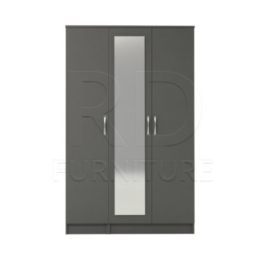 Classic 3 Door Mirrored Wardrobe Grey