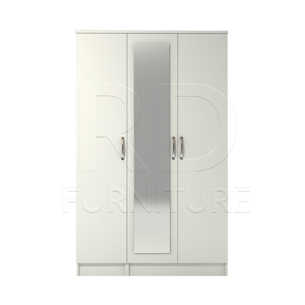 Classic 3 Door Mirrored Wardrobe White
