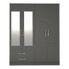 Classic 4 Door 2 Drawer Mirrored Wardrobe Grey