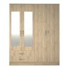 Classic 4 Door 2 Drawer Mirrored Wardrobe Oak