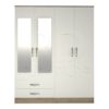 Classic 4 Door 2 Drawer Mirrored Wardrobe Oak And White