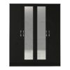 Classic 4 Door Double Mirrored Wardrobe Black