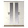 Classic 4 Door Double Mirrored Wardrobe Oak And White