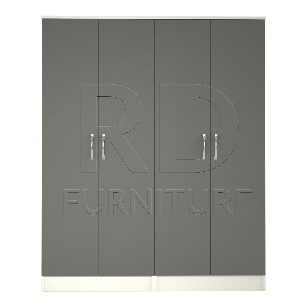 Classic 4 Door Wardrobe White And Grey