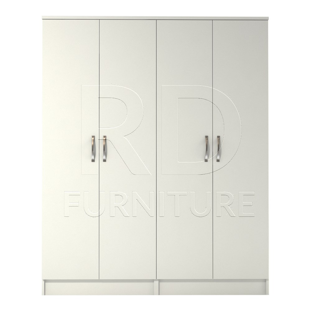 Ready assembled Classic 4 Door Wardrobe White RD Furniture