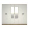 Classic 6 Door Mirrored Wardrobe Oak And White