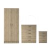 3 Pcs Classic 2 Door Wardrobe, Chest And Bedside Set Oak