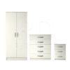 3 Pcs Classic 2 Door Wardrobe, Chest And Bedside Set White