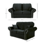 Oakland 2 Seater Sofa Plush Velvet Black