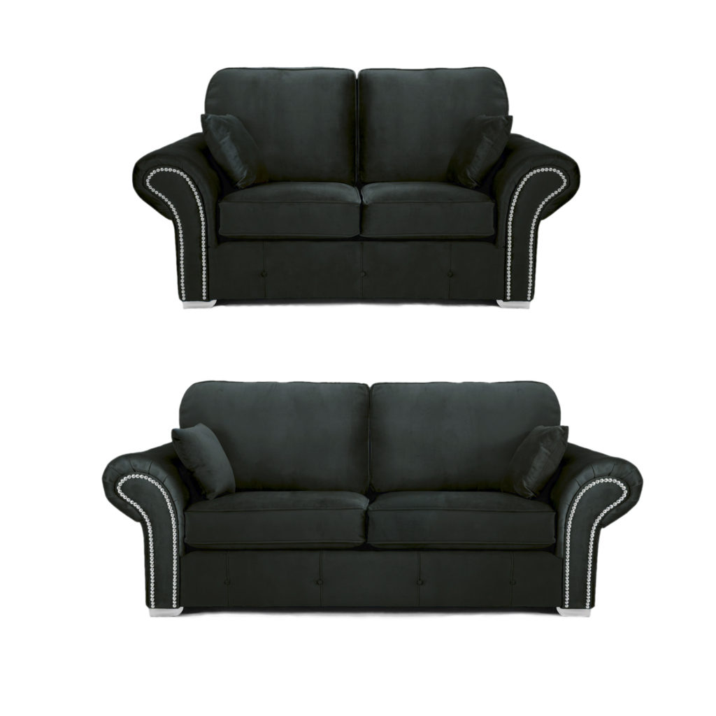 Oakland 3+2 Seater Sofa Set Plush Velvet Black