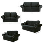 Oakland 3+2 Seater Sofa Set Plush Velvet Black
