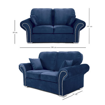 Oakland 2 Seater Sofa Plush Velvet Blue