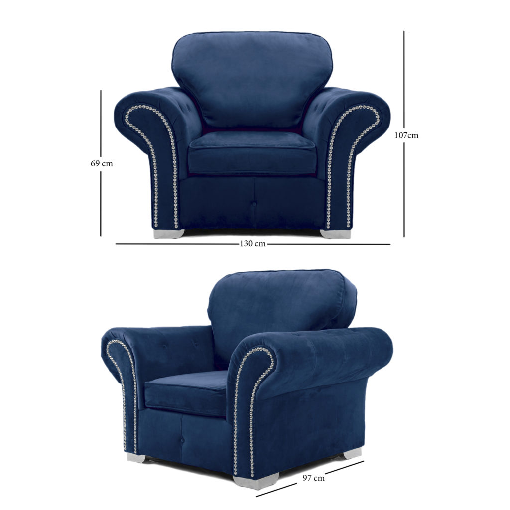 Oakland Armchair Plush Velvet Blue