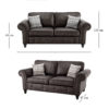 Oakland 3 Seater Sofa Leather Effect Charcoal