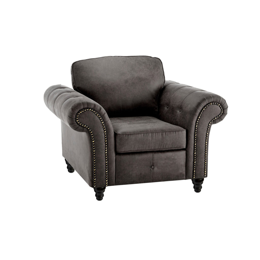 Oakland Armchair Leather Effect Charcoal