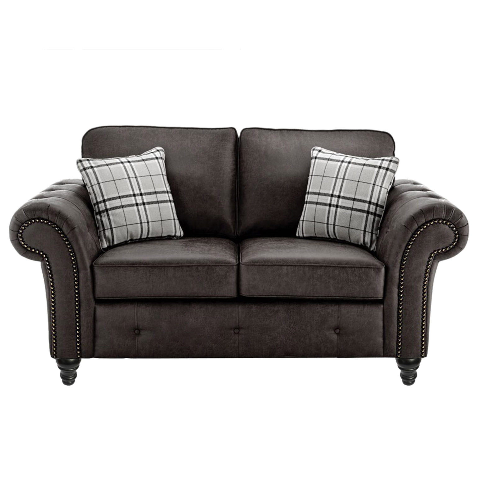 Oakland 2 Seater Sofa Leather Effect Charcoal