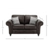 Oakland 2 Seater Sofa Leather Effect Charcoal