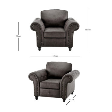 Oakland Armchair Leather Effect Charcoal