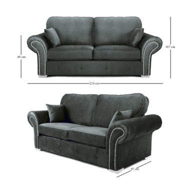 Oakland 3 Seater Sofa Plush Velvet Cosmic Grey